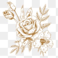 Gold and white flower bouquet sticker design element