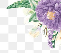 Flower bouquet png border sticker, vintage floral transparent design