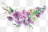 Flower bouquet png border sticker, vintage floral transparent sticker