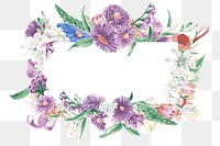 Flower frame png sticker, transparent floral watercolor illustration