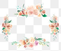 Flower frame png sticker, transparent floral watercolor illustration