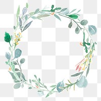 Flower wreath png frame clipart, transparent botanical watercolor illustration