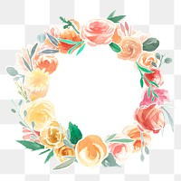 Flower frame png sticker, transparent floral watercolor illustration