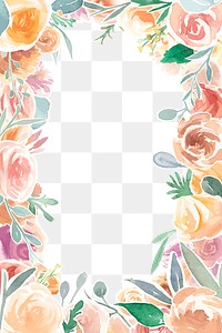 Flower frame png sticker, transparent floral watercolor illustration