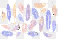 Pastel boho png watercolor feather set