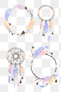 Pastel vintage Bohemian png watercolor dreamcatchers