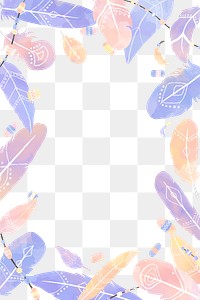 Pastel Boho feather png frame