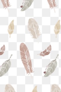 Boho style feather png pattern
