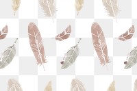 Bohemian style feather png pattern background