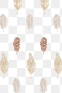 Feather watercolor pattern png Bohemian style