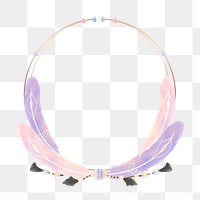 Pastel feather Boho frame png