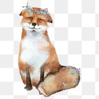 Watercolor fox png, cute animal sticker