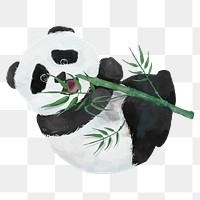 Baby panda png, watercolor animal sticker