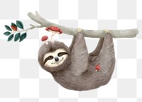 Watercolor sloth png, cute animal sticker