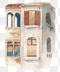 Png watercolor old Mediterranean architecture illustration