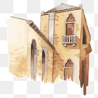 Png watercolor vintage European architectural clipart