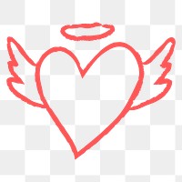 Png heart angel icon, pink doodle illustration