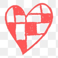 PNG Heart icon checkered, pink Valentine’s Day doodle design