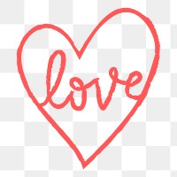 Png love heart design element in doodle style