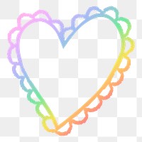 Heart png icon, holographic rainbow illustration