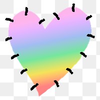 Heart png icon in rainbow, illustration in hand drawn style