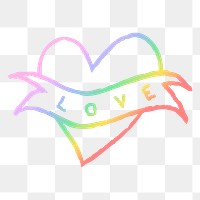 Heart png icon love word, hand drawn doodle style