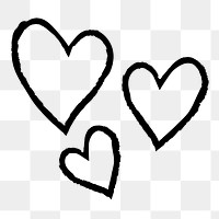 Png heart doodle icon, simple illustration