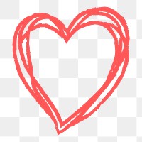 Png pink heart design element in hand drawn style