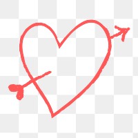 Png arrow heart design element in doodle style