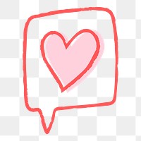 Png love message design element in doodle style