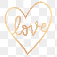 Png love heart design element in doodle style