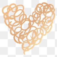 Png messy heart design element in doodle style