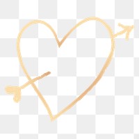 Png arrow heart design element in doodle style