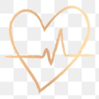Png heartbeat design element in doodle style