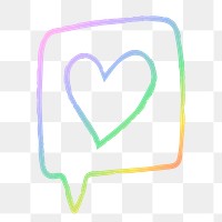 Png love message design element in doodle style