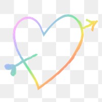 Png arrow heart design element in doodle style