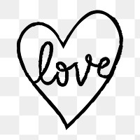 Heart png icon love word, simple doodle illustration