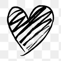 Heart png icon, simple scribble doodle illustration