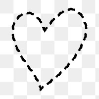 Png heart doodle icon, simple illustration