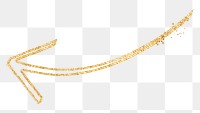 Png doodle highlight left curved arrow sticker in gold tone