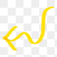 Png doodle highlight down left arrow sticker in yellow tone