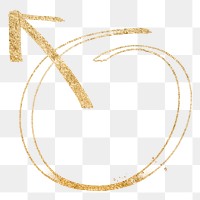 Png doodle male arrow sign in gold tone
