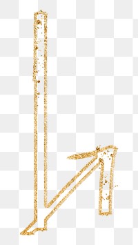 Png doodle highlight up arrow sticker in gold tone