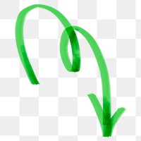 Png doodle highlight spiral arrow sticker in green tone