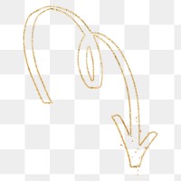 Png doodle highlight spiral arrow sticker in gold tone