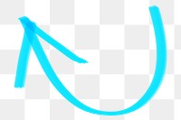 Png doodle highlight left curved arrow sticker in blue tone