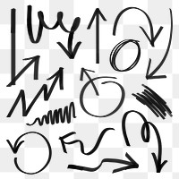 Png doodle black highlight arrow set