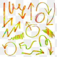 Png doodle colorful highlight arrow set