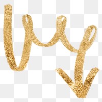 Png doodle highlight spiral arrow sticker in gold tone