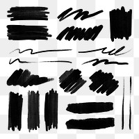 Png ink brush stroke element set in black